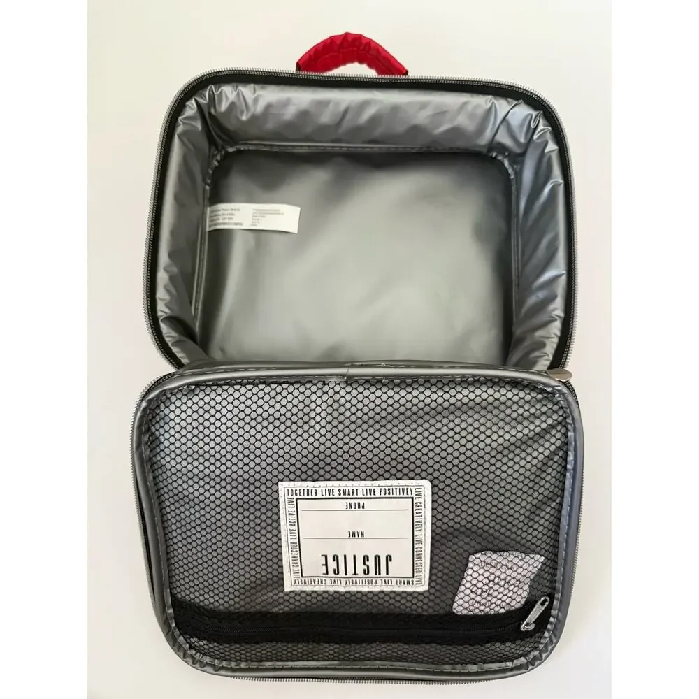 Justice Black Red Letter S Insulated Handle Lunch Bag Lunch Tote Lunch Box